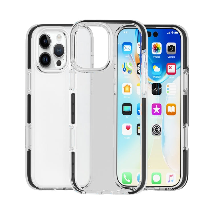 For iPhone 16 Pro Two-color Shockproof High Transparency TPU Phone Case(Black) - iPhone 16 Pro Cases by buy2fix | Online Shopping UK | buy2fix