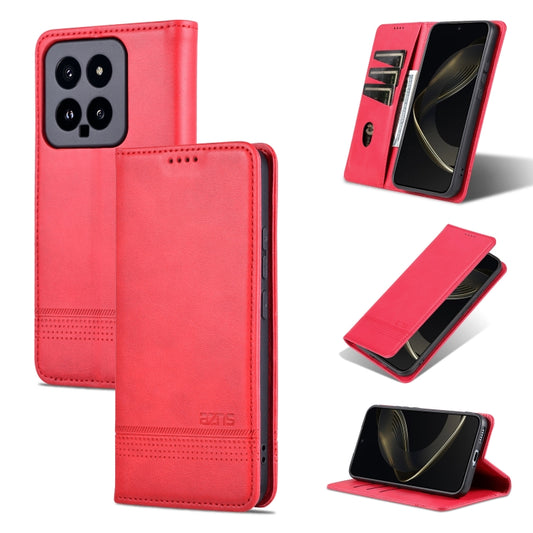 For Xiaomi 14 AZNS Magnetic Calf Texture Flip Leather Phone Case(Red) - 14 Cases by AZNS | Online Shopping UK | buy2fix