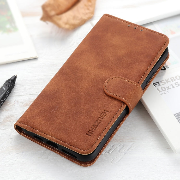 For iPhone 16e KHAZNEH Retro Texture Leather Phone Case(Brown) - iPhone 16e Cases by buy2fix | Online Shopping UK | buy2fix