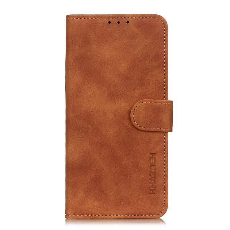 For iPhone 16e KHAZNEH Retro Texture Leather Phone Case(Brown) - iPhone 16e Cases by buy2fix | Online Shopping UK | buy2fix