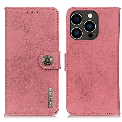 For iPhone 16 Pro KHAZNEH Cowhide Texture Horizontal Flip Leather Phone Case(Pink) - iPhone 16 Pro Cases by buy2fix | Online Shopping UK | buy2fix