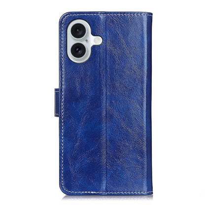 For iPhone 16 Retro Crazy Horse Texture Horizontal Flip Leather Phone Case(Blue) - iPhone 16 Cases by buy2fix | Online Shopping UK | buy2fix