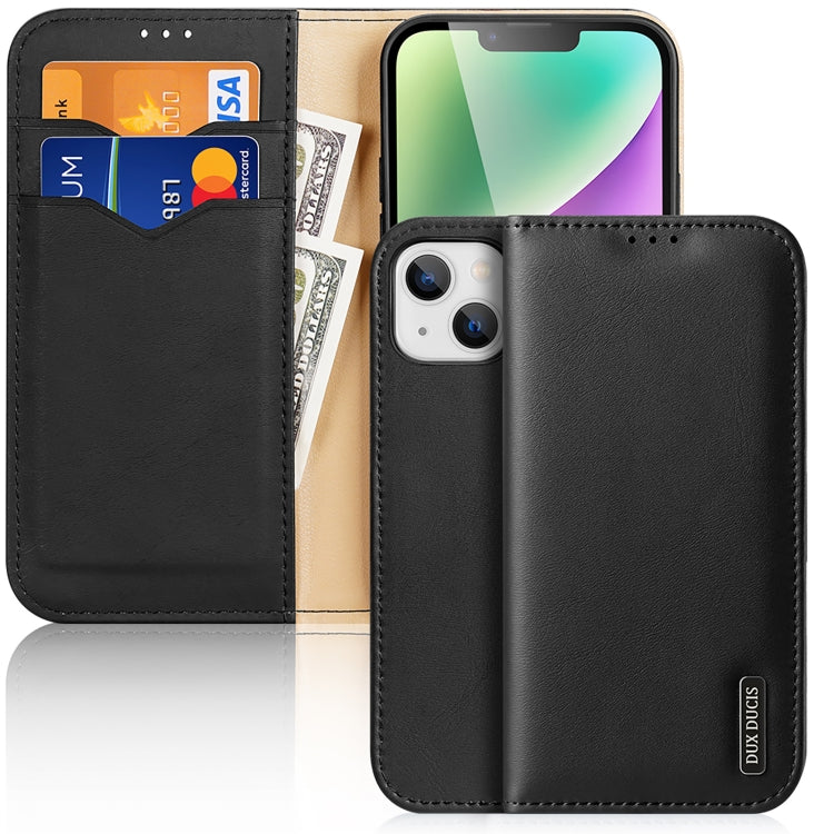 For iPhone 15 DUX DUCIS Hivo Series Cowhide + PU + TPU Flip Phone Case(Black) - iPhone 15 Cases by DUX DUCIS | Online Shopping UK | buy2fix