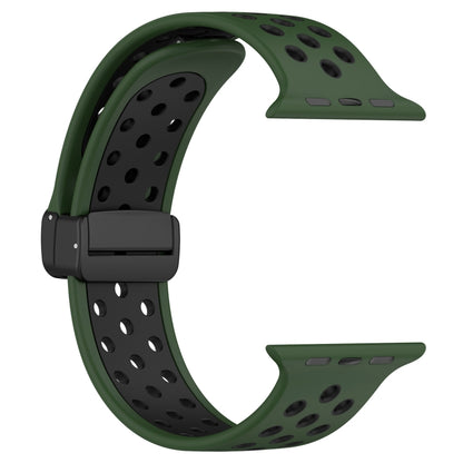 For Apple Watch Ultra 49mm Magnetic Buckle Silicone Watch Band(Army Green Black) - Watch Bands by buy2fix | Online Shopping UK | buy2fix