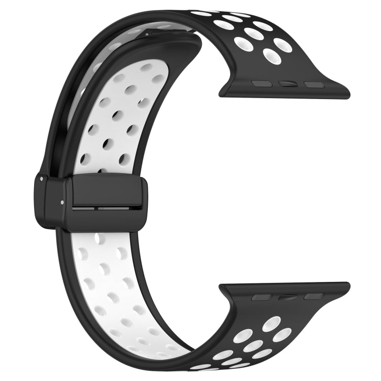 For Apple Watch 3 38mm Magnetic Buckle Silicone Watch Band(Black White) - Watch Bands by buy2fix | Online Shopping UK | buy2fix