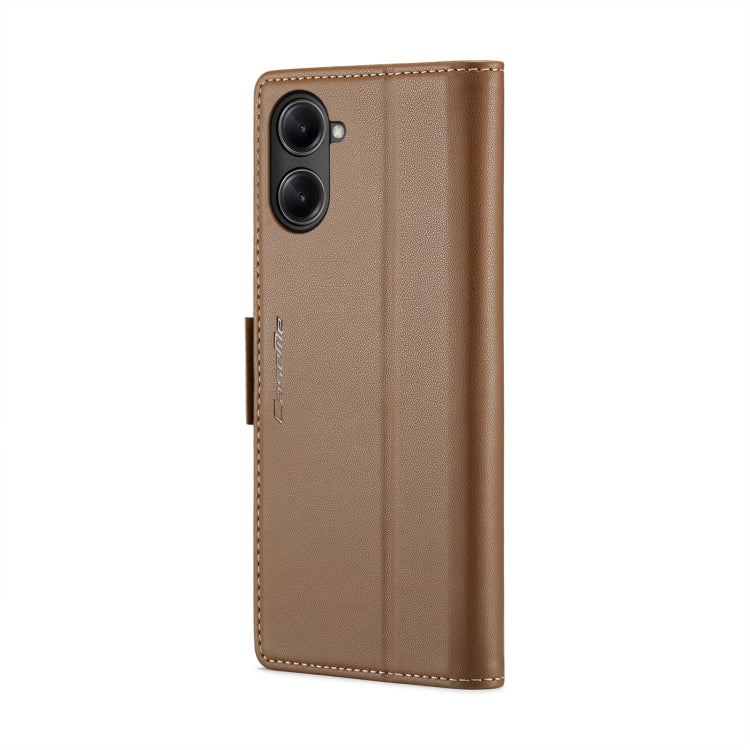 For Realme 10 Pro 5G CaseMe 023 Butterfly Buckle Litchi Texture RFID Anti-theft Leather Phone Case(Brown) - Realme Cases by CaseMe | Online Shopping UK | buy2fix