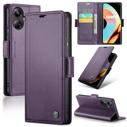 For Realme 10 Pro+ CaseMe 023 Butterfly Buckle Litchi Texture RFID Anti-theft Leather Phone Case(Pearly Purple) - Realme Cases by CaseMe | Online Shopping UK | buy2fix