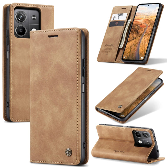 For Xiaomi Redmi Note 13 5G CaseMe 013 Multifunctional Horizontal Flip Leather Phone Case(Brown) - Xiaomi Cases by CaseMe | Online Shopping UK | buy2fix