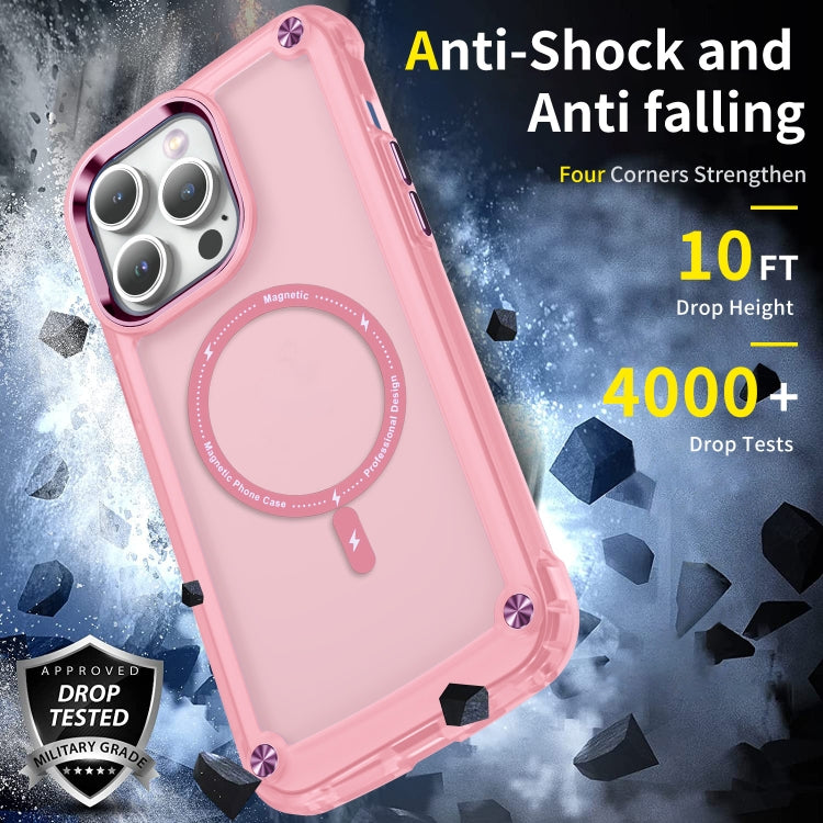 For iPhone 14 Skin Feel TPU + PC MagSafe Magnetic Phone Case(Transparent Pink) - iPhone 14 Cases by buy2fix | Online Shopping UK | buy2fix