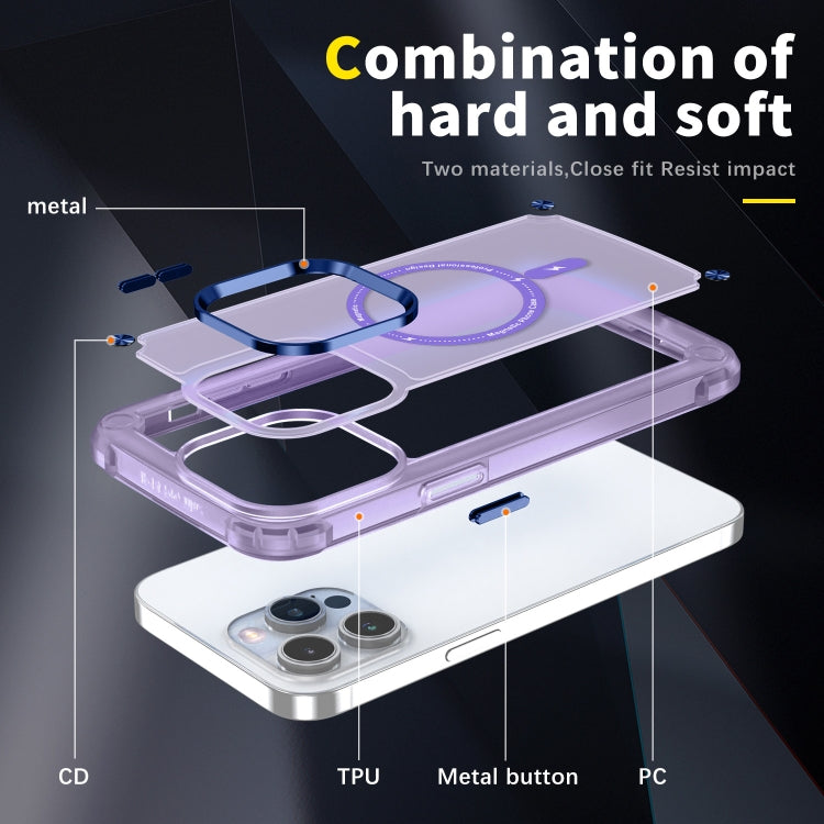 For iPhone 13 Pro Skin Feel TPU + PC MagSafe Magnetic Phone Case(Transparent Purple) - iPhone 13 Pro Cases by buy2fix | Online Shopping UK | buy2fix