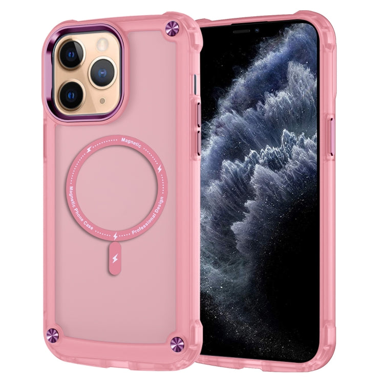 For iPhone 11 Pro Max Skin Feel TPU + PC MagSafe Magnetic Phone Case(Transparent Pink) - iPhone 11 Pro Max Cases by buy2fix | Online Shopping UK | buy2fix