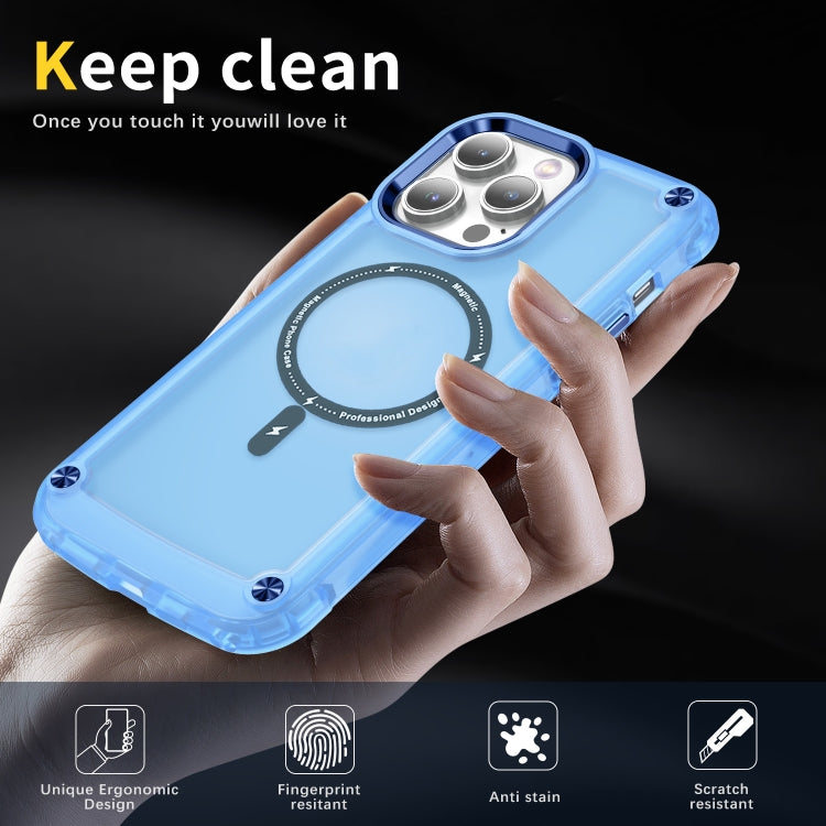 For iPhone 15 Pro Skin Feel TPU + PC MagSafe Magnetic Phone Case(Transparent Blue) - iPhone 15 Pro Cases by buy2fix | Online Shopping UK | buy2fix