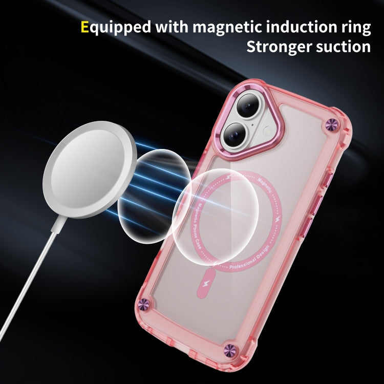 For iPhone 16 Plus Skin Feel TPU + PC MagSafe Magnetic Phone Case(Transparent Pink) - iPhone 16 Plus Cases by buy2fix | Online Shopping UK | buy2fix