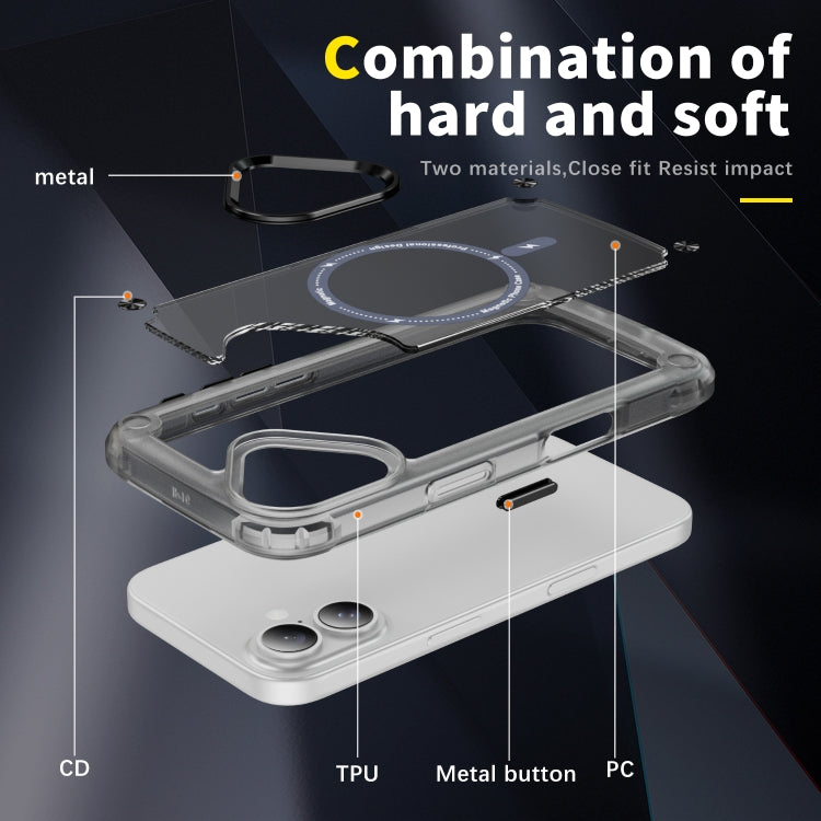 For iPhone 16 Skin Feel TPU + PC MagSafe Magnetic Phone Case(Transparent Black) - iPhone 16 Cases by buy2fix | Online Shopping UK | buy2fix