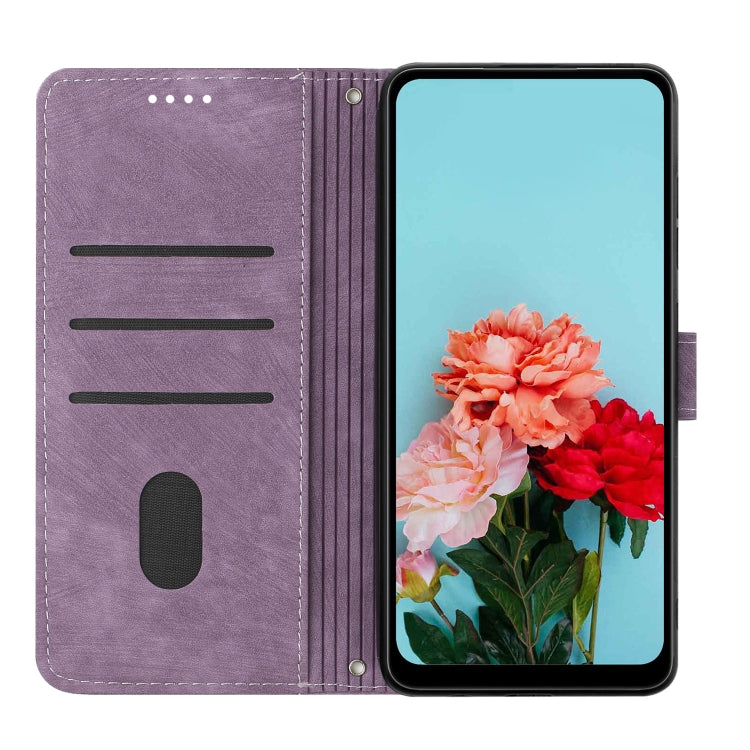 For Infinix Zero 30 5G Skin Feel Stripe Pattern Leather Phone Case with Lanyard(Purple) - Infinix Cases by buy2fix | Online Shopping UK | buy2fix