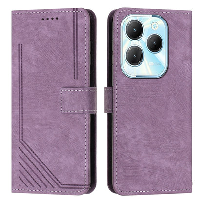 For Infinix Hot 40 / 40 Pro Skin Feel Stripe Pattern Leather Phone Case with Lanyard(Purple) - Infinix Cases by buy2fix | Online Shopping UK | buy2fix