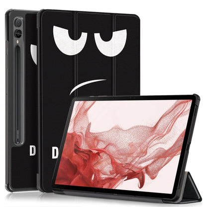 For Samsung Galaxy Tab S9+ Custer Painted 3-Fold Holder Smart Leather Tablet Case(Big Eye Me) - Galaxy Tab S9+ Cases by buy2fix | Online Shopping UK | buy2fix