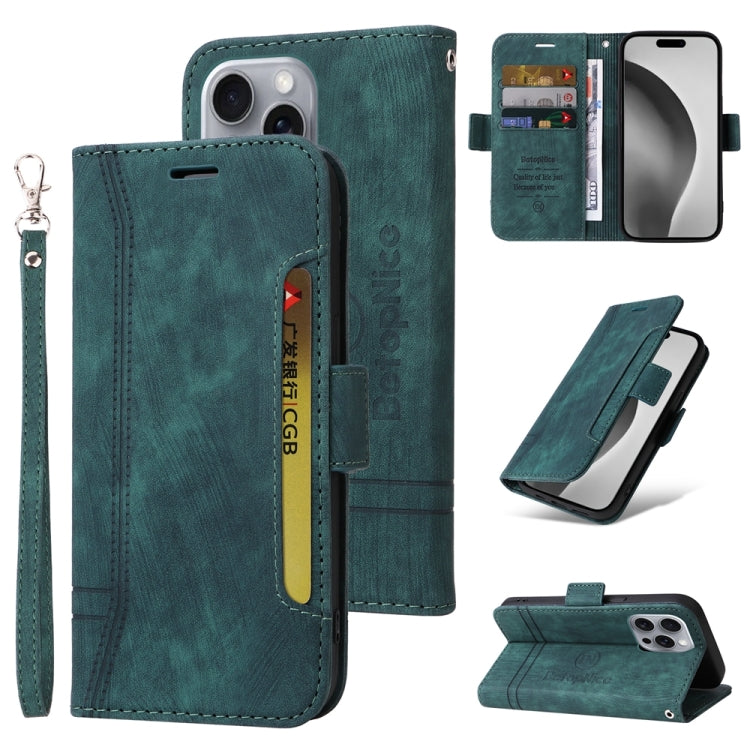 For iPhone 16 Pro Max BETOPNICE Dual-side Buckle Leather Phone Case(Green) - iPhone 16 Pro Max Cases by BETOPNICE | Online Shopping UK | buy2fix