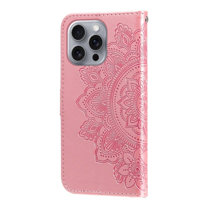 For iPhone 16 Pro Max 7-petal Flowers Embossing Leather Phone Case(Rose Gold) - iPhone 16 Pro Max Cases by buy2fix | Online Shopping UK | buy2fix