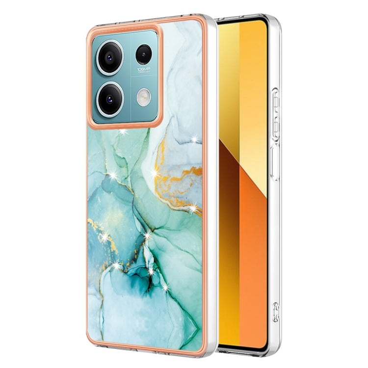 For Xiaomi Redmi Note 13 5G Global Electroplating Marble Dual-side IMD Phone Case(Green 003) - Note 13 Cases by buy2fix | Online Shopping UK | buy2fix