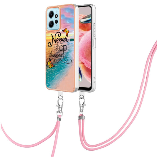 For Xiaomi Redmi Note 12 4G Global Electroplating IMD TPU Phone Case with Lanyard(Dream Butterfly) - Xiaomi Cases by buy2fix | Online Shopping UK | buy2fix