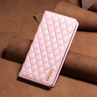 For iPhone 16 Diamond Lattice Magnetic Leather Flip Phone Case(Pink) - iPhone 16 Cases by buy2fix | Online Shopping UK | buy2fix