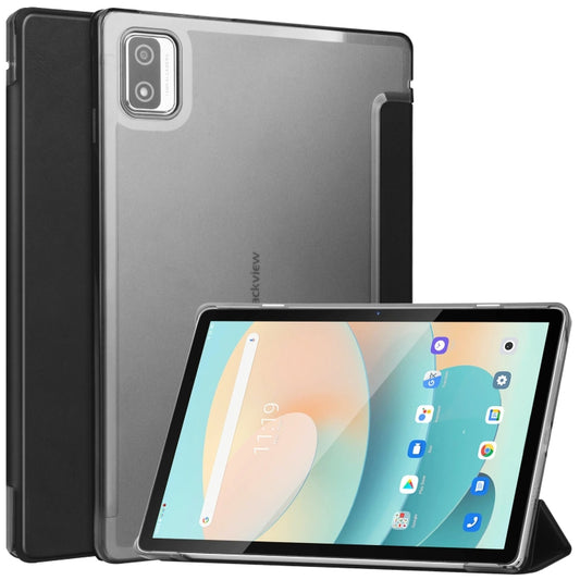 For Blackview Tab 12 / 12 Pro 3-fold Semi-transparent Frosted Smart Leather Tablet Case(Black) - Others by buy2fix | Online Shopping UK | buy2fix
