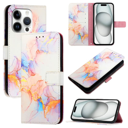 For iPhone 16 Pro PT003 Marble Pattern Flip Leather Phone Case(Galaxy Marble White LS004) - iPhone 16 Pro Cases by buy2fix | Online Shopping UK | buy2fix