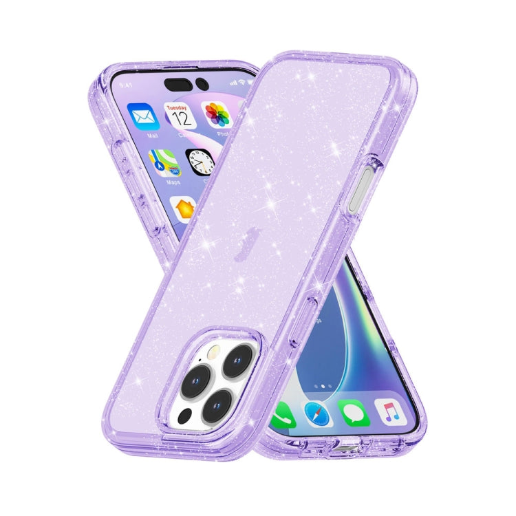 For iPhone 16 Pro Shockproof Terminator Glitter Powder Phone Case(Purple) - iPhone 16 Pro Cases by buy2fix | Online Shopping UK | buy2fix