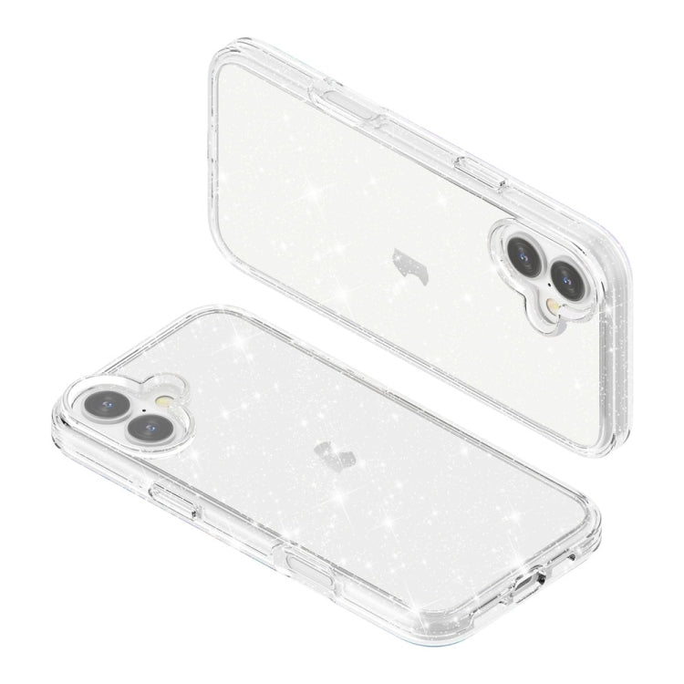 For iPhone 16 Shockproof Terminator Glitter Powder Phone Case(White) - iPhone 16 Cases by buy2fix | Online Shopping UK | buy2fix