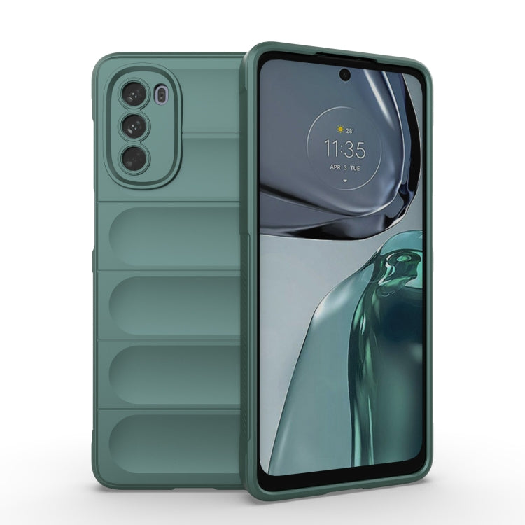For Motorola Moto G62 5G Magic Shield TPU + Flannel Phone Case(Dark Green) - Motorola Cases by buy2fix | Online Shopping UK | buy2fix
