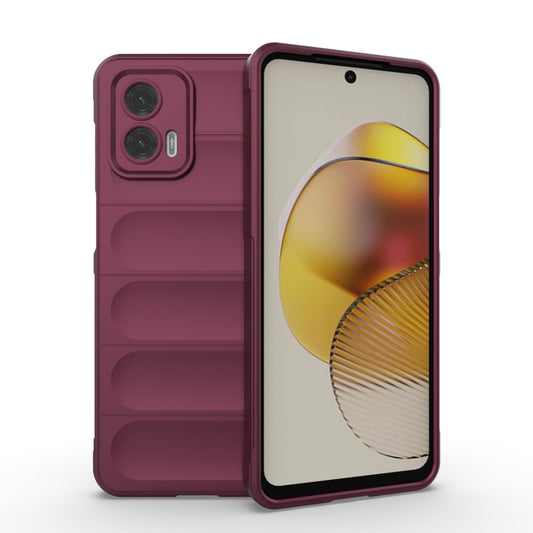 For Motorola Moto G73 5G Magic Shield TPU + Flannel Phone Case(Wine Red) - Motorola Cases by buy2fix | Online Shopping UK | buy2fix