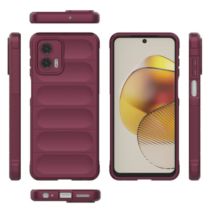 For Motorola Moto G73 5G Magic Shield TPU + Flannel Phone Case(Wine Red) - Motorola Cases by buy2fix | Online Shopping UK | buy2fix