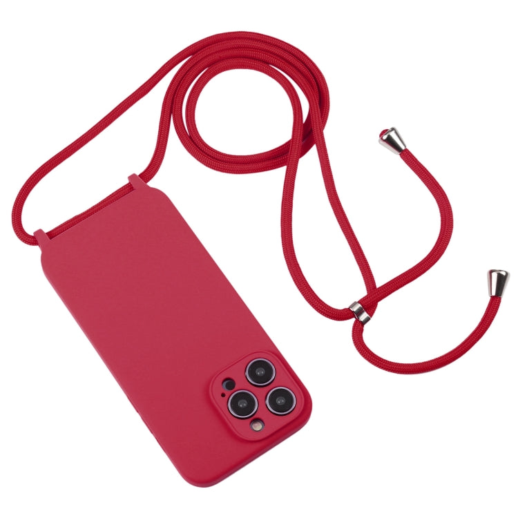 For iPhone 16 Crossbody Lanyard Liquid Silicone Case(Rose Red) - iPhone 16 Cases by buy2fix | Online Shopping UK | buy2fix