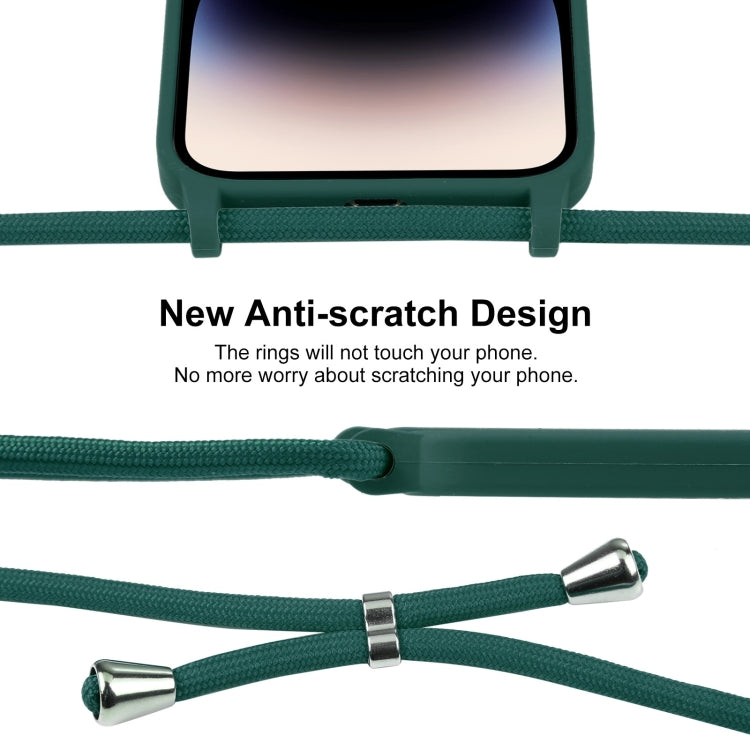 For iPhone 16 Pro Crossbody Lanyard Liquid Silicone Case(Pine Needle Green) - iPhone 16 Pro Cases by buy2fix | Online Shopping UK | buy2fix