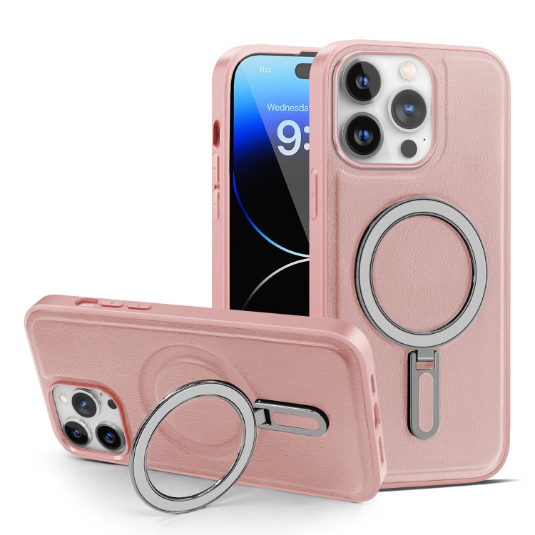 For iPhone 14 Pro Max MagSafe Magnetic Holder Phone Case(Pink) - iPhone 14 Pro Max Cases by buy2fix | Online Shopping UK | buy2fix