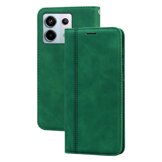 For Xiaomi Redmi Note 13 4G Frosted Business Magnetic Horizontal Flip PU Phone Case(Green) - Note 13 Cases by buy2fix | Online Shopping UK | buy2fix