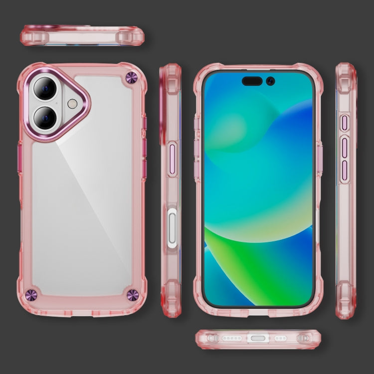 For iPhone 16 Skin Feel TPU + PC Phone Case(Transparent Pink) - iPhone 16 Cases by buy2fix | Online Shopping UK | buy2fix