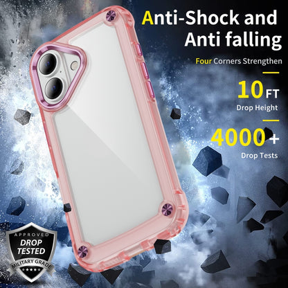 For iPhone 16 Skin Feel TPU + PC Phone Case(Transparent Pink) - iPhone 16 Cases by buy2fix | Online Shopping UK | buy2fix