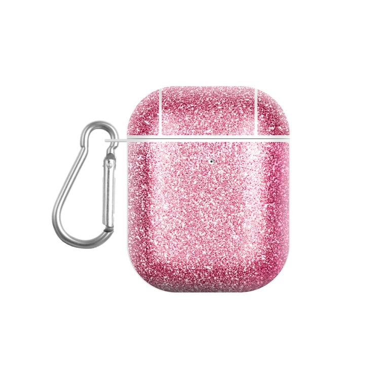 For AirPods 1 / 2 Glitter Powder Skin Texture PC TWS Earphone Case(Rose Red) - For AirPods 1/2 by buy2fix | Online Shopping UK | buy2fix