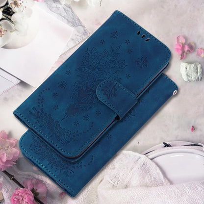 For Realme 12 5G Butterfly Rose Embossed Leather Phone Case(Blue) - Realme Cases by buy2fix | Online Shopping UK | buy2fix