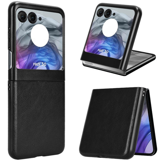 For Motorola Razr 50 Litchi Texture Back Cover Phone Case(Black) - Motorola Cases by buy2fix | Online Shopping UK | buy2fix