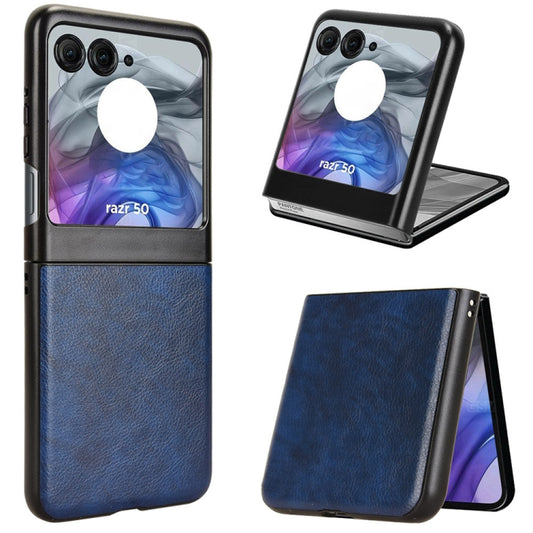 For Motorola Razr 50 Litchi Texture Back Cover Phone Case(Blue) - Motorola Cases by buy2fix | Online Shopping UK | buy2fix