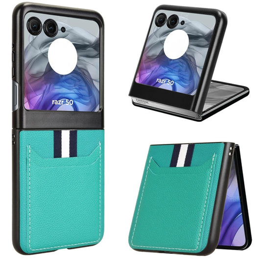 For Motorola Razr 50 Litchi Texture Card Slot Phone Case(Green) - Motorola Cases by buy2fix | Online Shopping UK | buy2fix