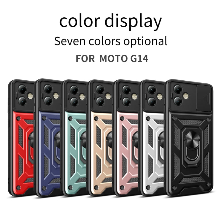 For Motorola Moto G14 Sliding Camera Cover Design TPU Hybrid PC Phone Case(Blue) - Motorola Cases by buy2fix | Online Shopping UK | buy2fix