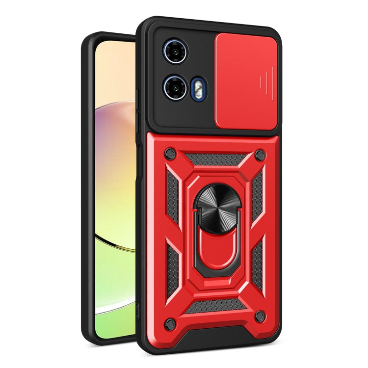 For Motorola Moto G34 5G Sliding Camera Cover Design TPU Hybrid PC Phone Case(Red) - Motorola Cases by buy2fix | Online Shopping UK | buy2fix