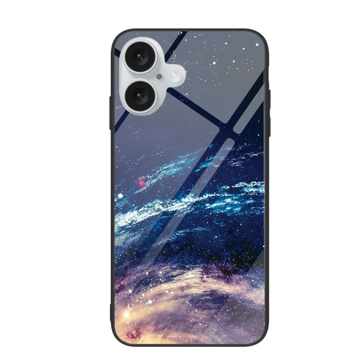 For iPhone 16 Colorful Painted Glass Phone Case(Starry Sky) - iPhone 16 Cases by buy2fix | Online Shopping UK | buy2fix