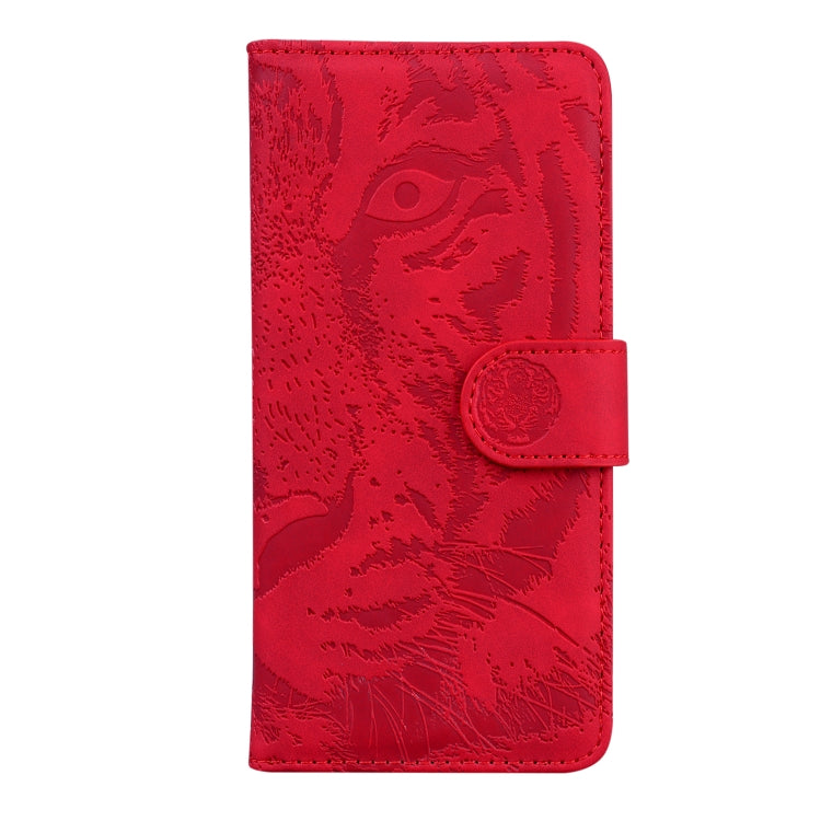 For Motorola Moto G Play 4G 2024 Tiger Embossing Pattern Leather Phone Case(Red) - Motorola Cases by buy2fix | Online Shopping UK | buy2fix