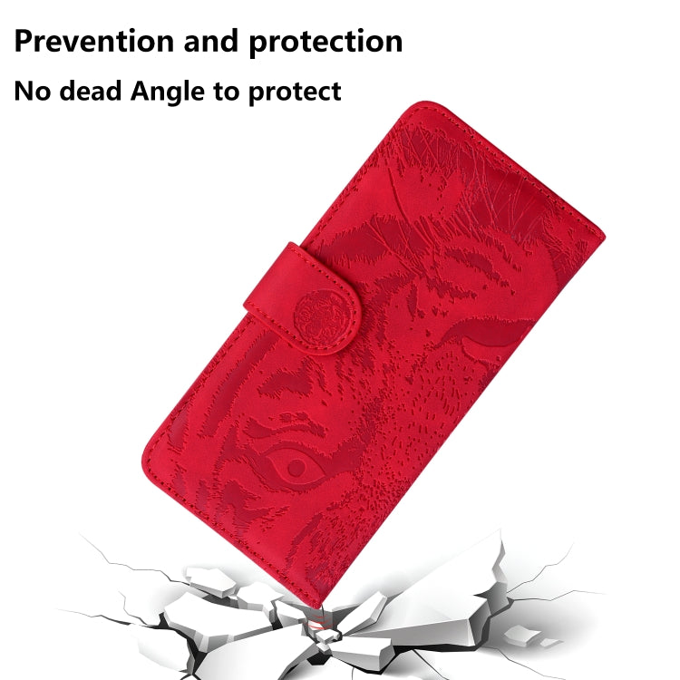 For Motorola Moto G Play 4G 2024 Tiger Embossing Pattern Leather Phone Case(Red) - Motorola Cases by buy2fix | Online Shopping UK | buy2fix