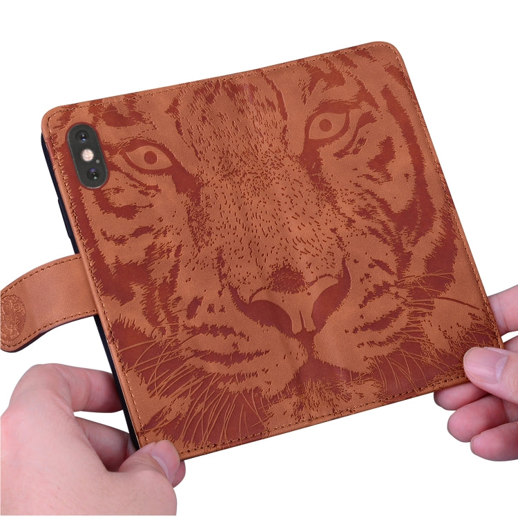 For Motorola Moto G Play 4G 2024 Tiger Embossing Pattern Leather Phone Case(Brown) - Motorola Cases by buy2fix | Online Shopping UK | buy2fix